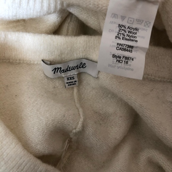 MADEWELL Tie Front Pullover Ivory Sweater - Picture 5 of 5